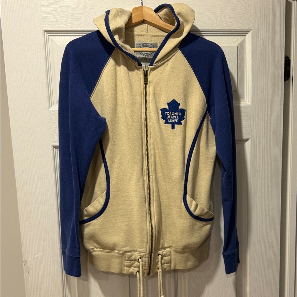 NHL Toronto Maple Leafs Cream and Blue Zip-Up Hoodie